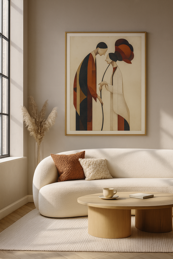 Modern Lovers – Geometric Abstract Couple Art Print